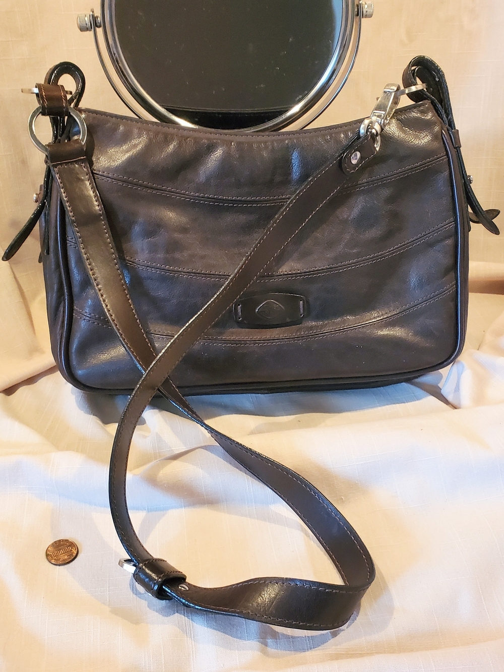 The Trend Vintage Brown Leather Shoulder / Crossbody Bag – Like New
